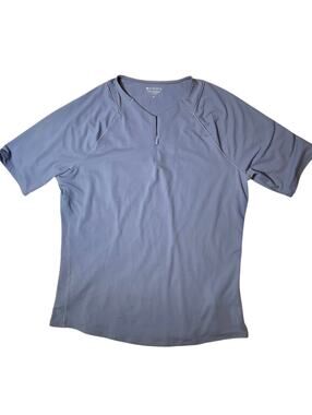 Athleta Sunchaser Tee sz M Quarter Zip Athletic Semi Fitted Short Sleeve